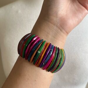 Vintage Colorful Mother of Pearl Bangle Bracelet